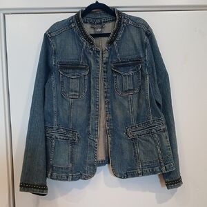MOTTO Blue Denim Jacket with Black Studs